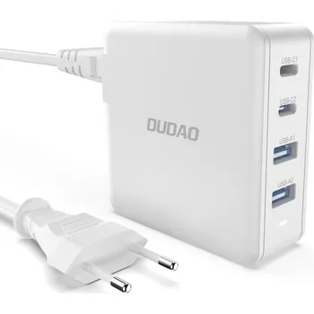 Dudao A100EU nabíječka do sítě / GaN 100W / 2x USB + 2x USB-C PD / bílá