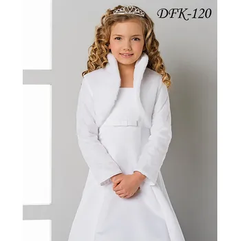 Dívčí šaty Dětské plyšové svatební bolerko s prošívanými rukávy DFK-120 Barva: ivory, Vybraná velikost: velikost 158