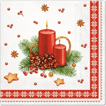 Papírový ubrousek Anděl Papírové ubrousky třívrstvé vánoční svíčky 20 ks