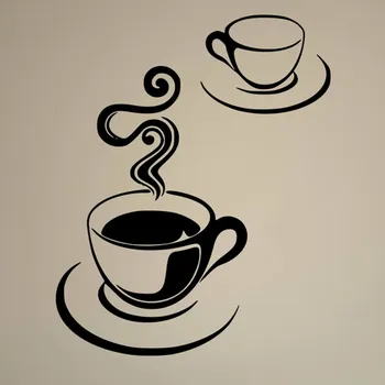 Samolepící dekorace Živá Zeď Samolepka na zeď Šálek ranní kávy Barva: černá