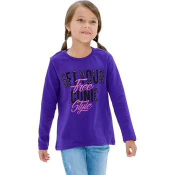 Dívčí tričko Dívčí tričko s dlouhým rukávem Free Style - fialová 140