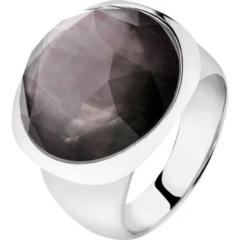 Prsten Rhodiovaný prsten z mosazi se skleněným detailem a perletí - AR536-6949