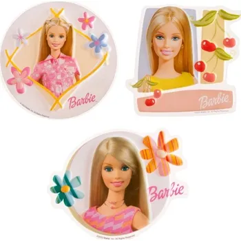 Jedlá dekorace na dort Dekorace na dort plastový disk Barbie 18 cm 10 ks