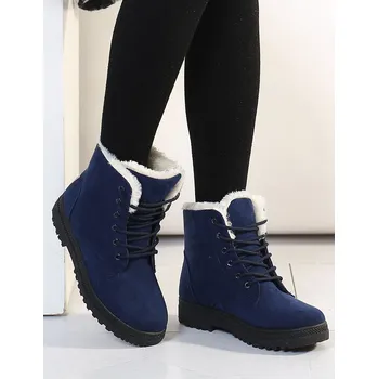 Dámská zimní obuv Dámské zimní kotníčkové boty na tkaničky s kožíškem Barva: modrá, Velikost EUR: 41