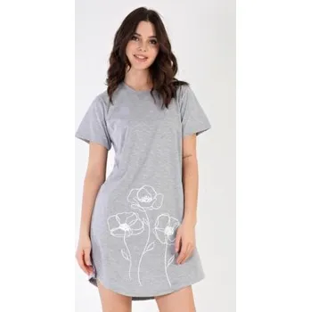 Dámská noční košile Dámská noční košile s krátkým rukávem Vienetta Secret Leontýna světle šedá XL