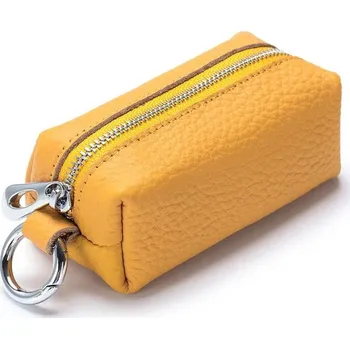 Kožená klíčenka na zip žlutá, luxusní provedení, pravá kůže, 12x6x5cm