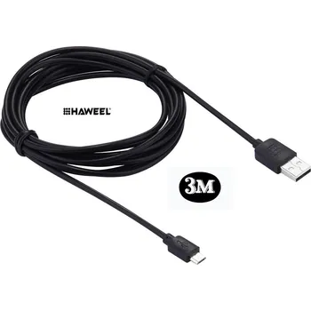 HAWEEL Vysokorychlostní dobíjecí - data kabel, micro USB výstup, délka 300cm (3m)