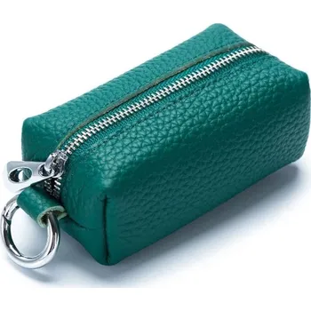 Kožená klíčenka na zip zelená, luxusní provedení, pravá kůže, 12x6x5cm