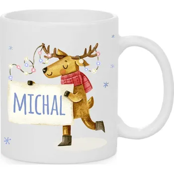 Vánoční hrnek - Sob se jménem Michal Barva: Bílá