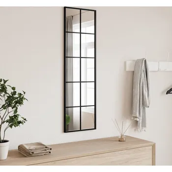 vidaXL Nástěnné zrcadlo černé 30 x 100 cm obdélník železo [358643]