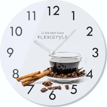 Hodiny Skleněné hodiny na zeď Káva 3