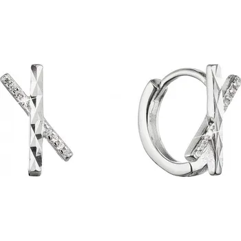Náušnice Stříbrné náušnice "X" se zirkony v bílé barvě 11447.1