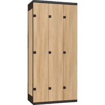 TRITON šatní skříň 3-dveřová kov-lamino T1970, černá - dub Nagano + doprava zdarma