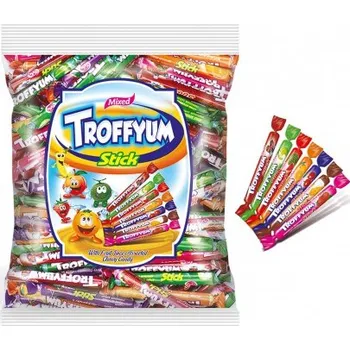 Bonbon Ovocné karamely - tyčky TROFFYUM STICKS 1 kg MIX - sáček (oblíbené ovocné karamely / ve tvaru tyčinek / mix příchutí)