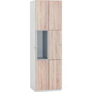 TRITON Šatní skříňka 6-boxová Modular 1970 x 800 x 500 mm - lamino/kov Provedení lamina:: bříza 1715 BS, Provedení zámku: Otočný uzávěr Ronis, Provedení skeletu: kov černá RAL 9005