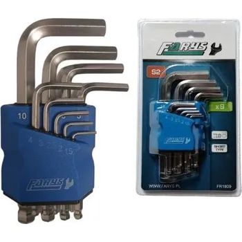 Klíč FARYS sada imbus 1,5-10mm s kuličkou, krátké, plastový držák
