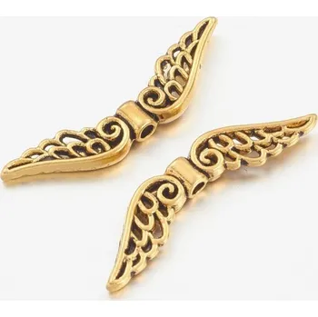Korálek Kovové korálky křídla 32x6 mm, barva starozlato