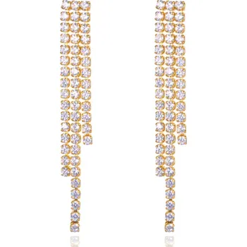 Náušnice B-TOP Dámské visící náušnice se zirkony - nerez ocel Druh barvy: Zlatá