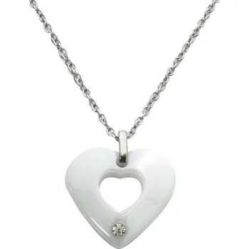 Náhrdelník Dámský náhrdelník keramické srdce Valentýn z chirurgické oceli S786080
