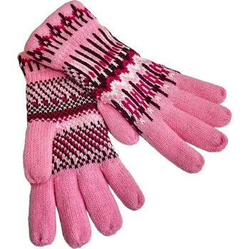 Rukavice ZIMA-Zimní prstové rukavice - Křížek růžové
