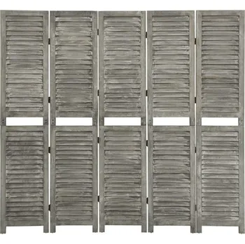 vidaXL 5dílný paraván šedý 179 x 166 cm masivní dřevo [338576]