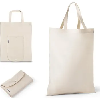 Nákupní taška BEIRUT. Skládací taška z bavlny (50 %), recyklované bavlny (30 %) a polyesteru (20% rPET) (140 g/m²) bez potisku bez potisku 5 bez potisku