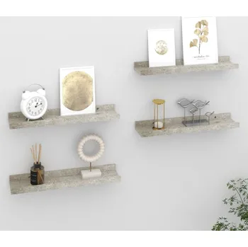 police vidaXL Nástěnné police 4 ks 40 x 9 x 3 cm [326667] Barva: Betonová šedá