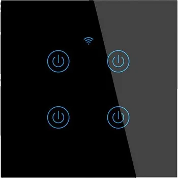 vypínač Surtep Tuya Smart vypínač osvětlení DS-101BW-4-tlačítkový, barva černá