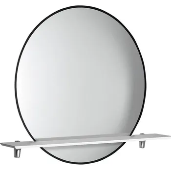 Zrcadlo SAPHO SHARON kulaté zrcadlo s LED podsvícením a s policí ø 80cm, černá mat ((E28904CI-01)