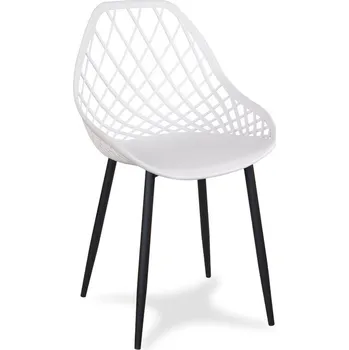 Jídelní židle Jídelní židle OSLO bílá na černých kovových nohách