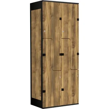 TRITON šatní skříň se 4 boxy a dveřmi ve tvaru Z, kov-lamino T1970, černá - dub Baroque Amber + doprava zdarma