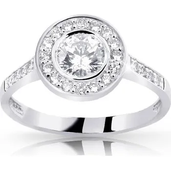 Prsten Zlatý prsten s bílými zirkony, 2.21 g, 54