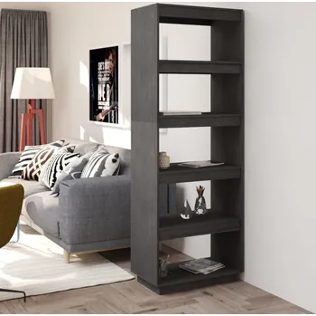 vidaXL Knihovna / dělicí stěna 60 x 35 x 167 cm masivní borovice [810875] Barva: Šedá