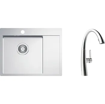 Nerezový dřez s baterií ALVEUS Quarto 20 Satin 615x480x1 mm + baterie Slovarm SETA22188