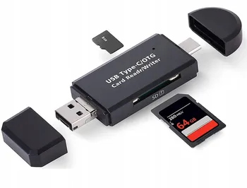 Čtečka paměťových karet Multifunkční čtečka karet 5v1 USB/USB-C/microUSB/SD/microSD