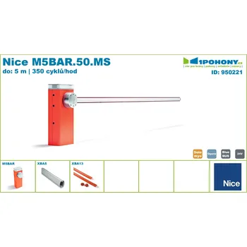 Závora Nice M5BAR.50.MS malý set automatické závory do vjezdů širokých až 5,00 m