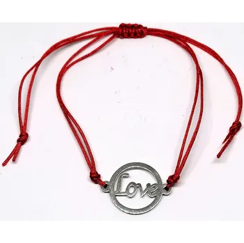 Náramek Červený ochranný náramek "LOVE" z chirurgické oceli