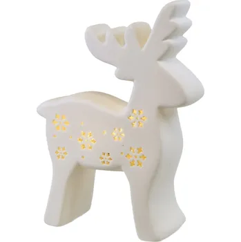 Vánoční dekorace Sob z porcelánu s LED osvětelením 15x20 cm