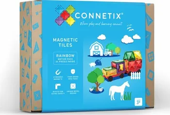 Stavebnice ostatní Connetix Magnetic Tiles Rainbow základ pro auta 24 ks