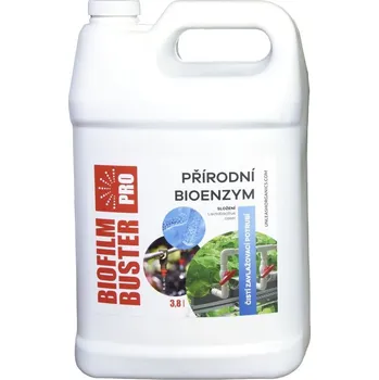 Hnojivo Aquabella Organics Biofilm Buster PRO 3.78 l (1G), přírodní bioenzym (Přírodní bioenzym Biofilm Buster PRO čistí, obnovuje a chrání pěstební zavlažovací systémy před ucpáním. Bakterie v Biofilm Buster PRO rychle a účelně čistí organické i minerální nánosy
