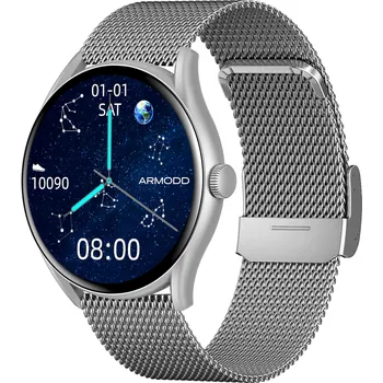 Chytré hodinky Armodd Roundz 5, Silver/kovový řemínek + silikonový řemínek