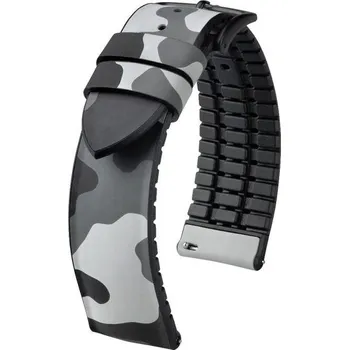 Řemínek na hodinky Řemínek Hirsch John - šedý - 22 mm - L – Standardní délka (doporučujeme) - 20 mm - Černá + 5 let záruka a dárek ZDARMA