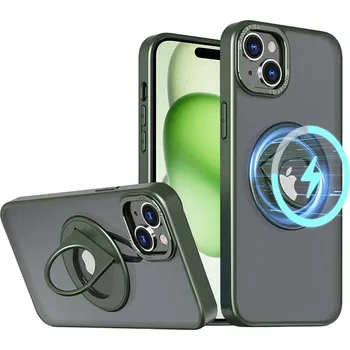 Pouzdro na mobilní telefon Kryt iPhone 15, Techsuit - MagSafe Ghost Holder, zelený