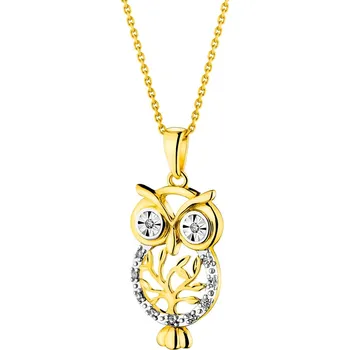 Přívěsek Zlatý přívěsek s diamanty - sova - 0,03 ct - ryzost 585 - 220.400