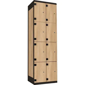 TRITON šatní skříň s 8 boxy kov-lamino T1970, černá - dub Nagano + doprava zdarma