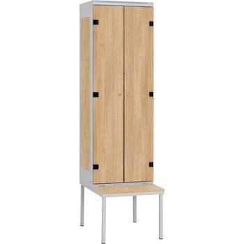 TRITON šatní skříň 2-dveřová s lavicí, kov-lamino T2195, šedá - dub Nagano + doprava zdarma