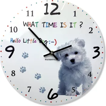 Hodiny Dětské hodiny na zeď s bílým pejskem