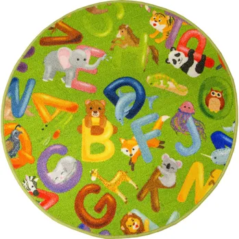 Koberec Associated Weavers Dětský kulatý koberec Alfabet 12 zelený Rozměr: průměr 100 cm