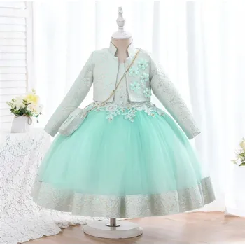 Dívčí šaty Čína Dívčí elegantní šaty s kabátkem a tylovou sukní Barva: zelená, Velikost: 5&nbsp;(3-5 let)