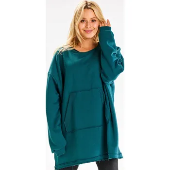 Dámská mikina Dámská oversize mikina s dlouhým rukávem M335 Barva: Zelená, Velikost: ONE SIZE